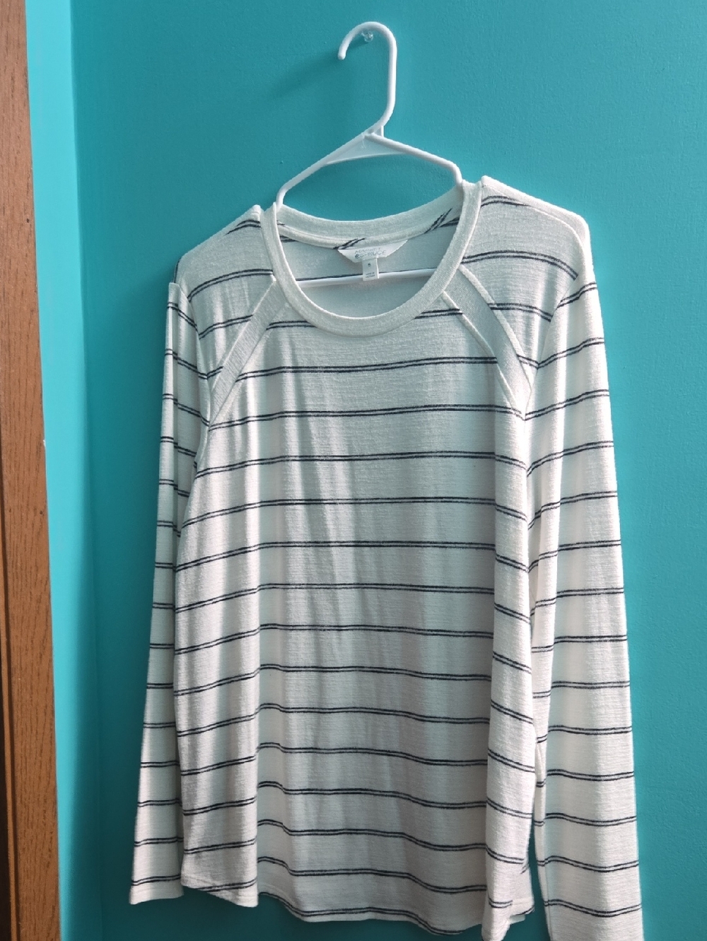 Market & Spruce White Top with Navy Stripes